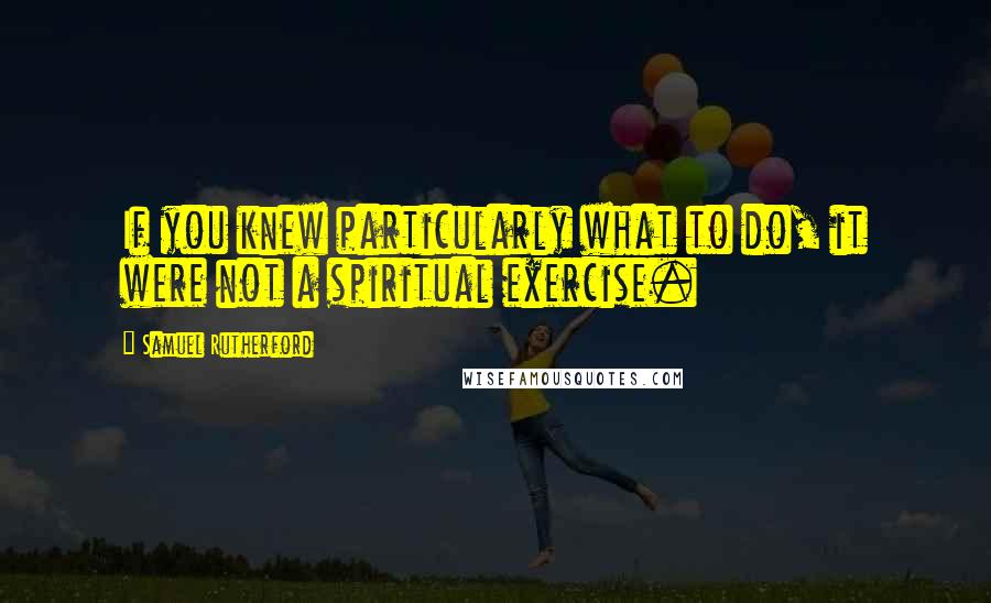 Samuel Rutherford quotes: If you knew particularly what to do, it were not a spiritual exercise.