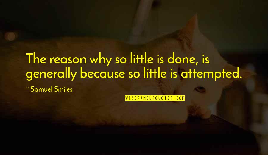 Samuel Smiles Quotes By Samuel Smiles: The reason why so little is done, is