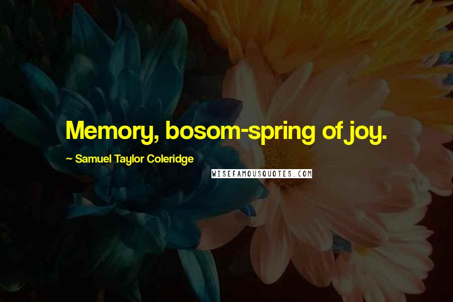 Samuel Taylor Coleridge quotes: Memory, bosom-spring of joy.