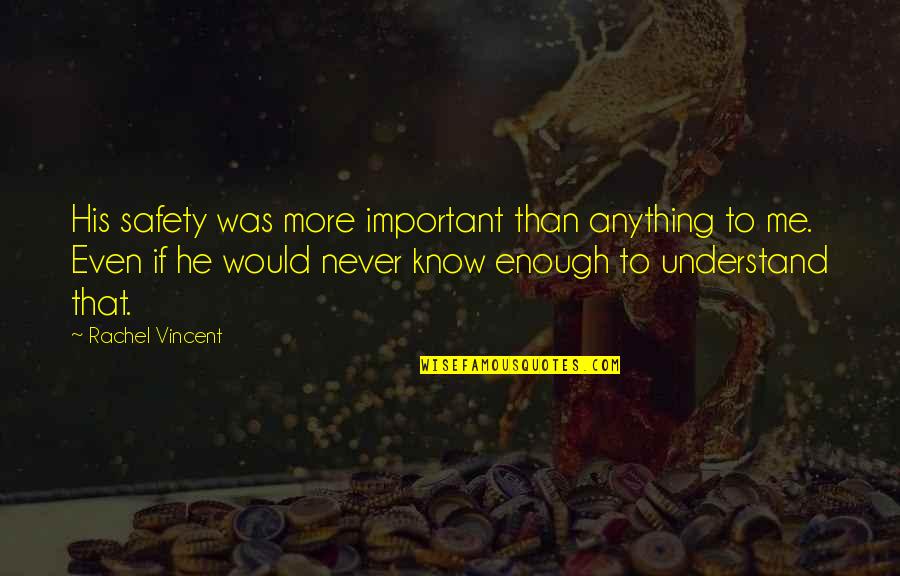 Samuelsohn Blazer Quotes By Rachel Vincent: His safety was more important than anything to