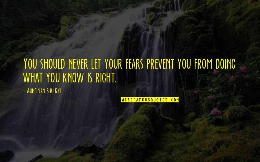 San Suu Kyi Quotes By Aung San Suu Kyi: You should never let your fears prevent you San Suu Kyi Quotes By Aung San Suu Kyi: You should never let your fears prevent you