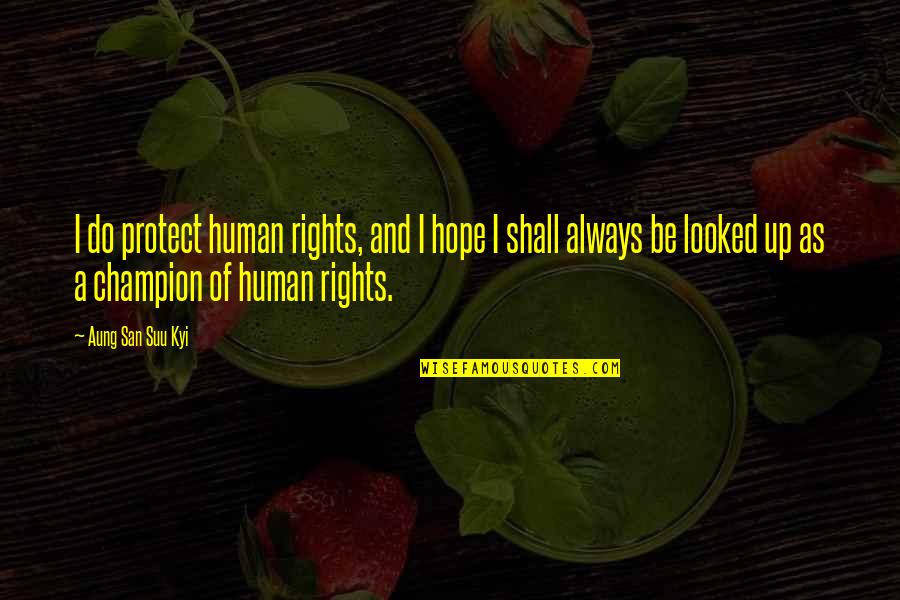 San Suu Kyi Quotes By Aung San Suu Kyi: I do protect human rights, and I hope San Suu Kyi Quotes By Aung San Suu Kyi: I do protect human rights, and I hope