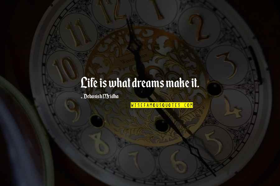 Sancar Quotes By Debasish Mridha: Life is what dreams make it. Sancar Quotes By Debasish Mridha: Life is what dreams make it.