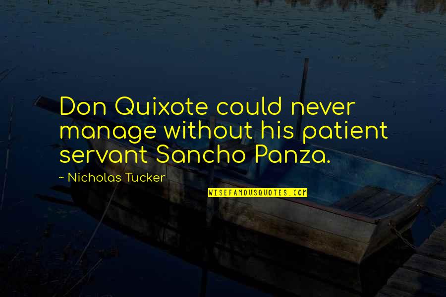 Sancho Quotes By Nicholas Tucker: Don Quixote could never manage without his patient