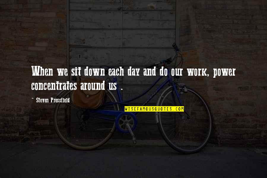 Sanctuaried Quotes By Steven Pressfield: When we sit down each day and do