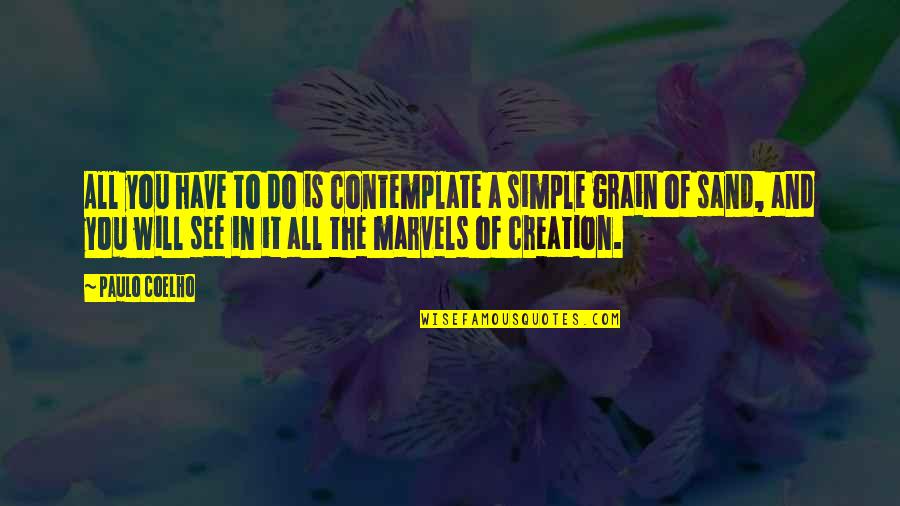 Sand Grain Quotes By Paulo Coelho: All you have to do is contemplate a