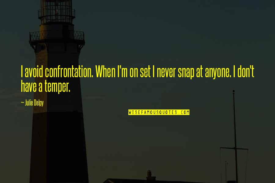 Sandbagging Synonym Quotes By Julie Delpy: I avoid confrontation. When I'm on set I