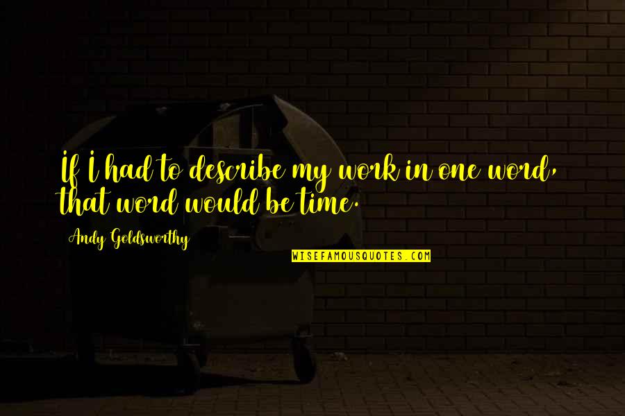 Sandbakken Fripp Quotes By Andy Goldsworthy: If I had to describe my work in