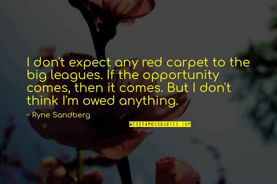 Sandberg Quotes By Ryne Sandberg: I don't expect any red carpet to the