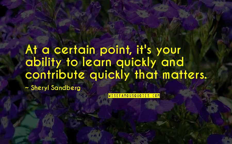 Sandberg's Quotes By Sheryl Sandberg: At a certain point, it's your ability to
