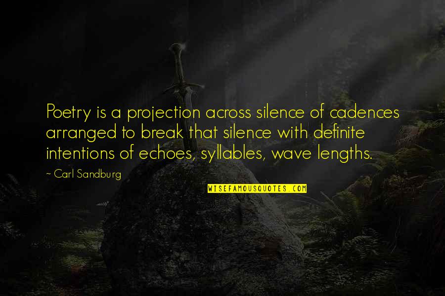 Sandburg's Quotes By Carl Sandburg: Poetry is a projection across silence of cadences