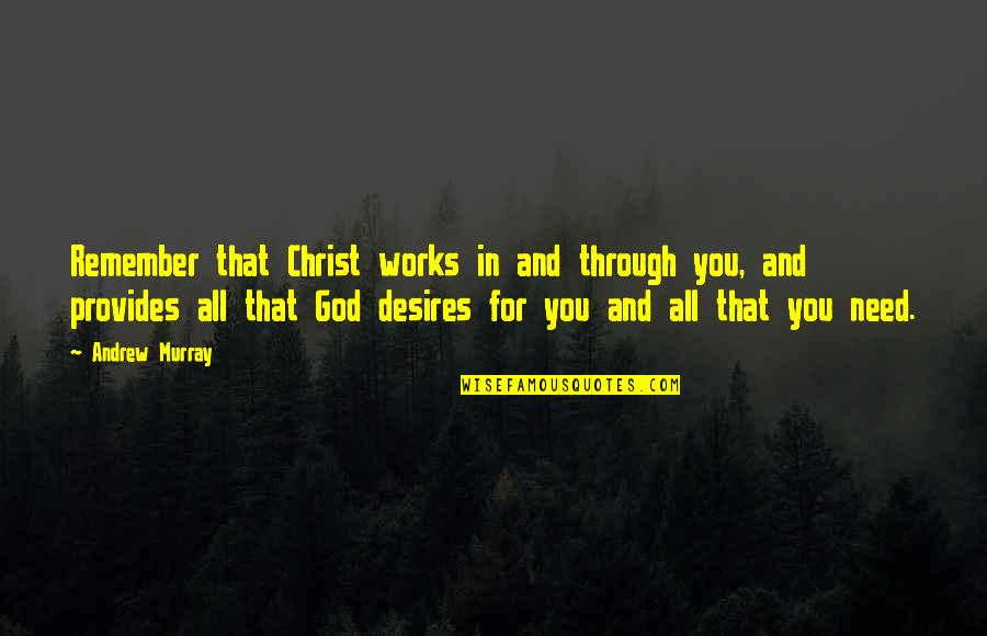 Sandhurst Group Quotes By Andrew Murray: Remember that Christ works in and through you, Sandhurst Group Quotes By Andrew Murray: Remember that Christ works in and through you,