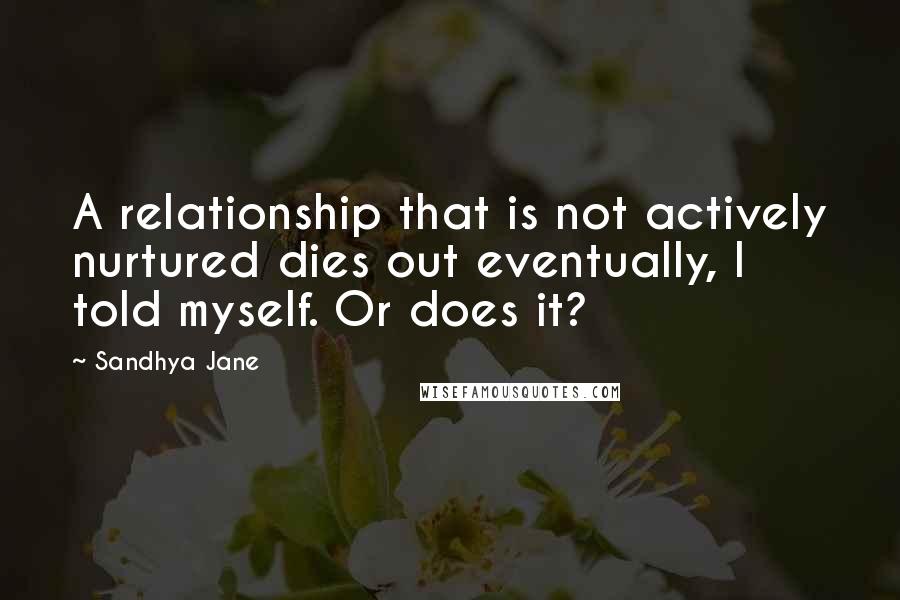 Sandhya Jane quotes: A relationship that is not actively nurtured dies out eventually, I told myself. Or does it?