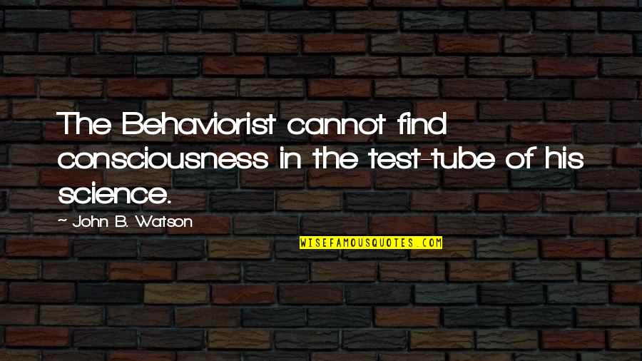 Sandidge Hill Quotes By John B. Watson: The Behaviorist cannot find consciousness in the test-tube