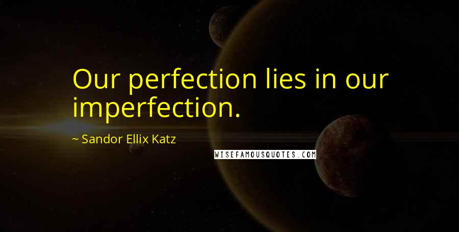 Sandor Ellix Katz quotes: Our perfection lies in our imperfection. Sandor Ellix Katz quotes: Our perfection lies in our imperfection.