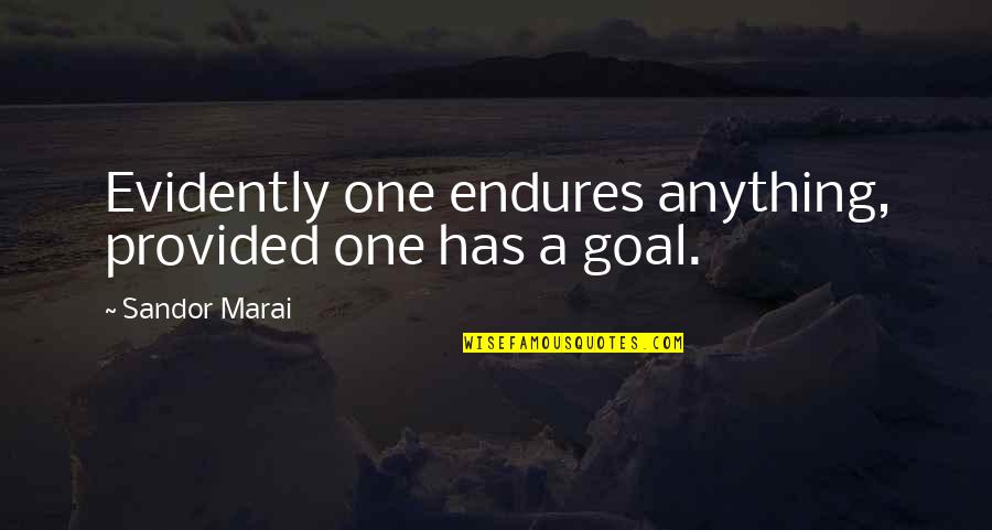 Sandor Quotes By Sandor Marai: Evidently one endures anything, provided one has a