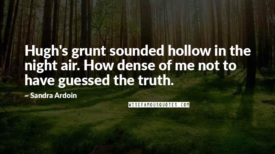 Sandra Ardoin quotes: Hugh's grunt sounded hollow in the night air. How dense of me not to have guessed the truth.