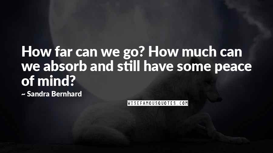Sandra Bernhard quotes: How far can we go? How much can we absorb and still have some peace of mind?