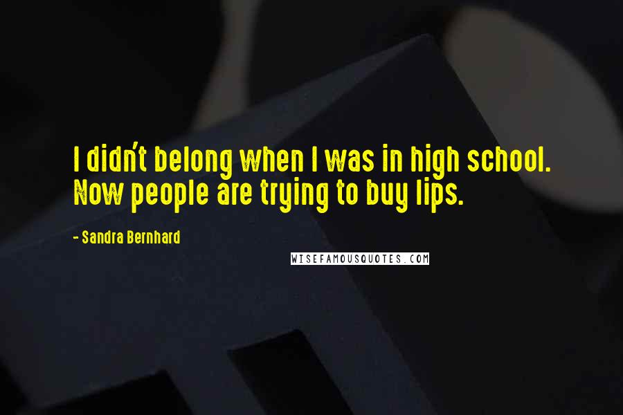 Sandra Bernhard quotes: I didn't belong when I was in high school. Now people are trying to buy lips.