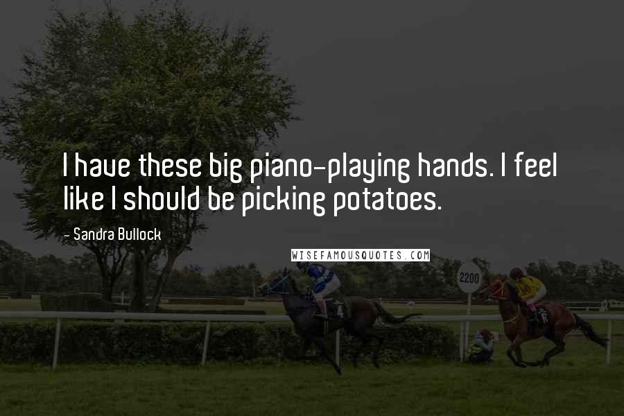 Sandra Bullock quotes: I have these big piano-playing hands. I feel like I should be picking potatoes.
