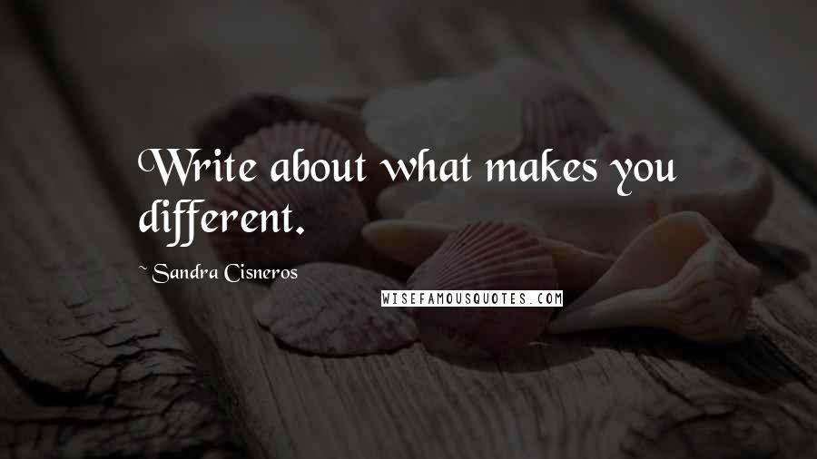 Sandra Cisneros quotes: Write about what makes you different.