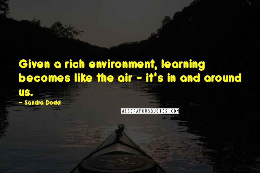 Sandra Dodd quotes: Given a rich environment, learning becomes like the air - it's in and around us.