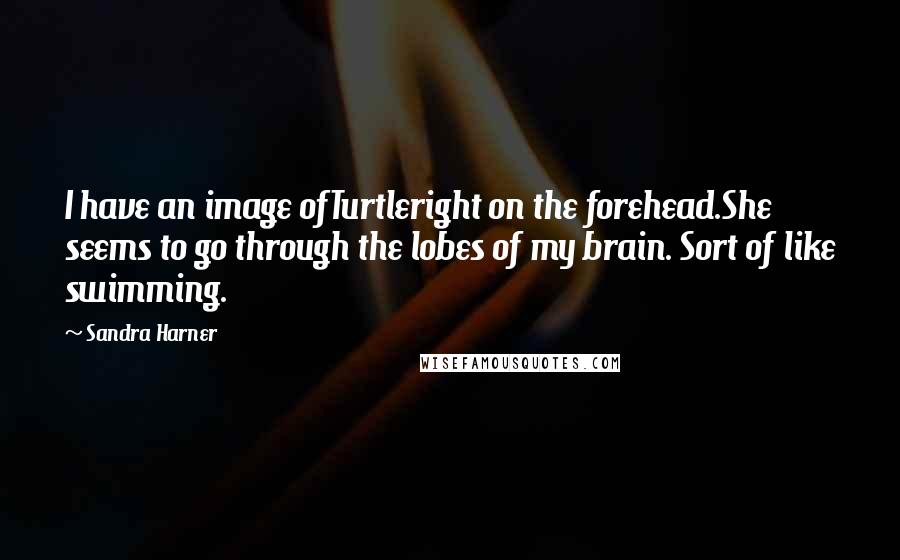 Sandra Harner quotes: I have an image ofTurtleright on the forehead.She seems to go through the lobes of my brain. Sort of like swimming.