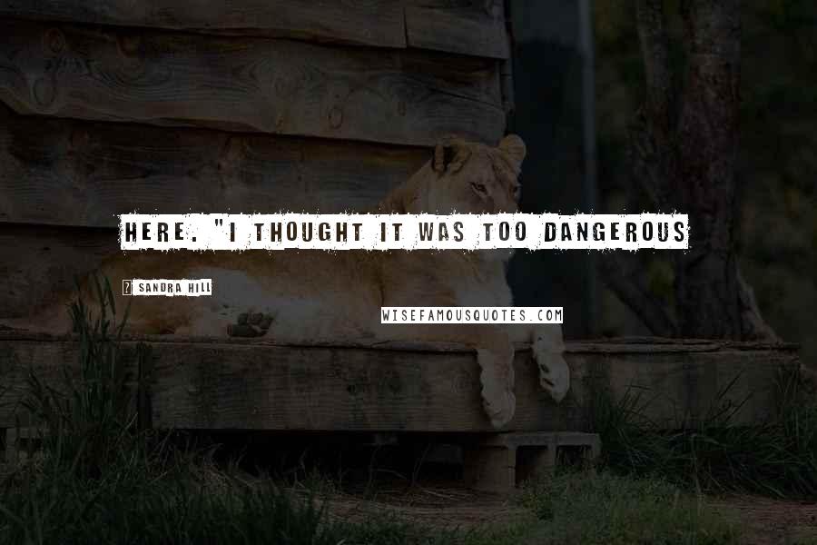 Sandra Hill quotes: here. "I thought it was too dangerous