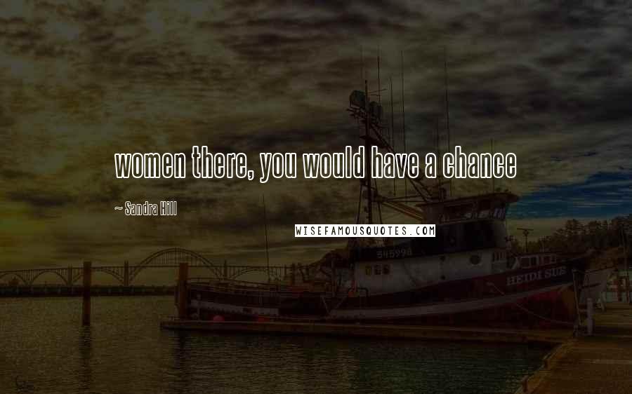 Sandra Hill quotes: women there, you would have a chance