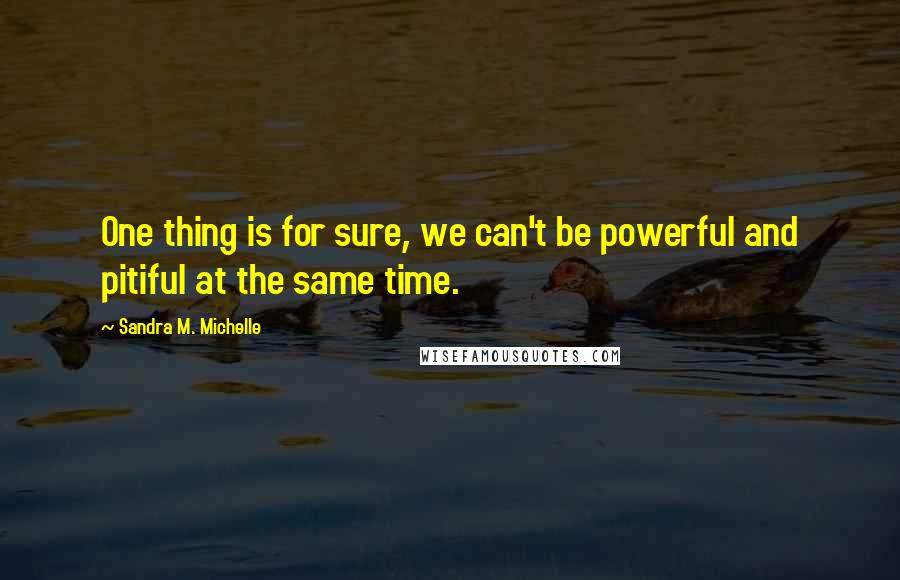 Sandra M. Michelle quotes: One thing is for sure, we can't be powerful and pitiful at the same time.