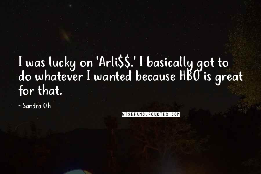 Sandra Oh quotes: I was lucky on 'Arli$$.' I basically got to do whatever I wanted because HBO is great for that.