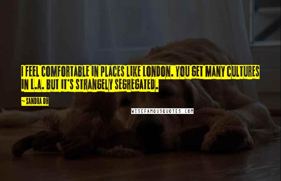 Sandra Oh quotes: I feel comfortable in places like London. You get many cultures in L.A. but it's strangely segregated.