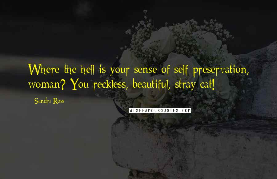 Sandra Ross quotes: Where the hell is your sense of self-preservation, woman? You reckless, beautiful, stray cat!