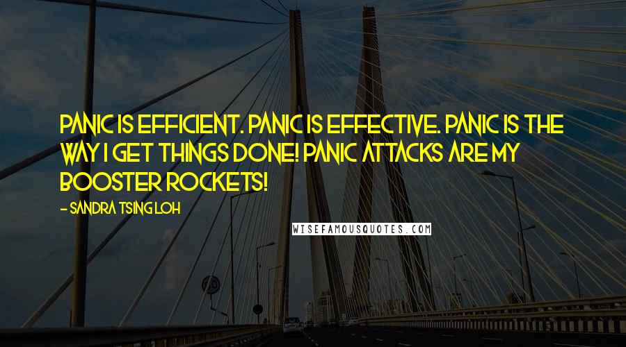 Sandra Tsing Loh quotes: Panic is efficient. Panic is effective. Panic is the way I get things done! Panic attacks are my booster rockets!