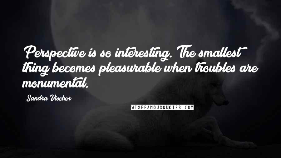 Sandra Vischer quotes: Perspective is so interesting. The smallest thing becomes pleasurable when troubles are monumental.