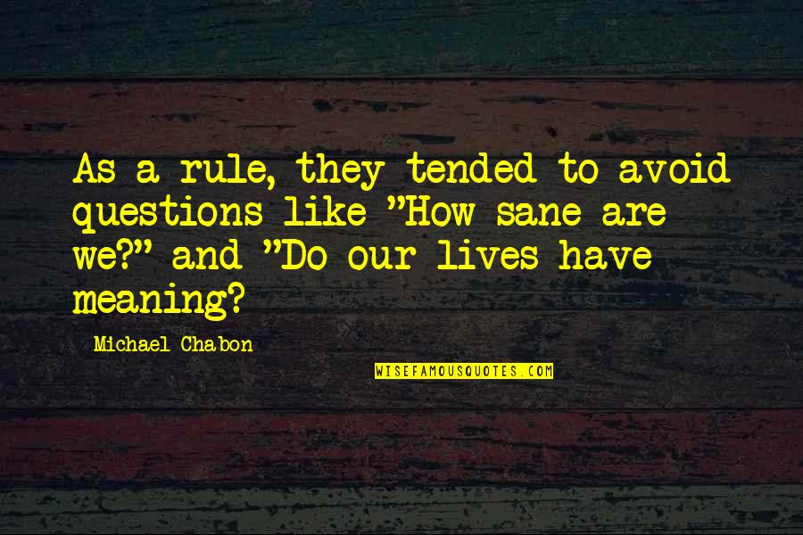 Sane Quotes By Michael Chabon: As a rule, they tended to avoid questions