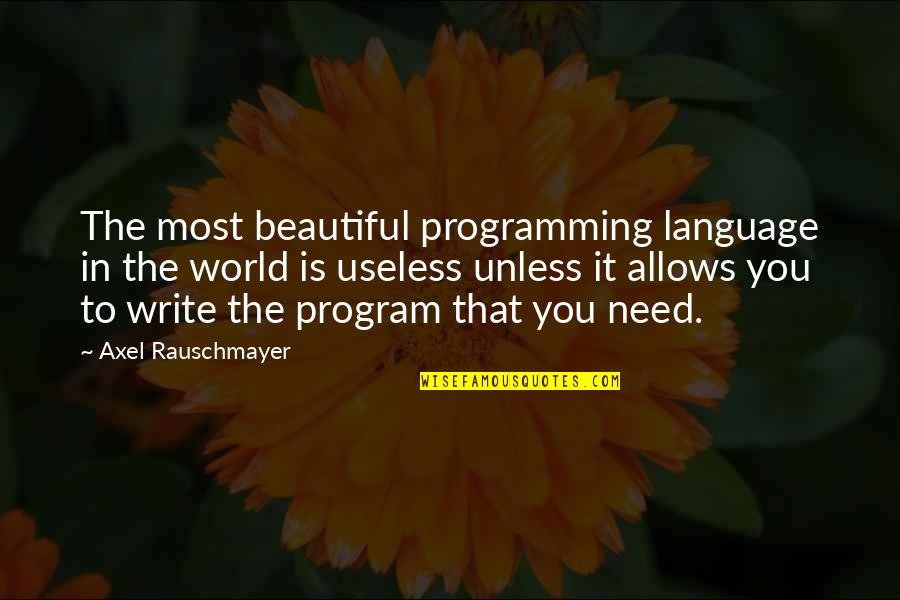 Sanforized Selvedge Quotes By Axel Rauschmayer: The most beautiful programming language in the world