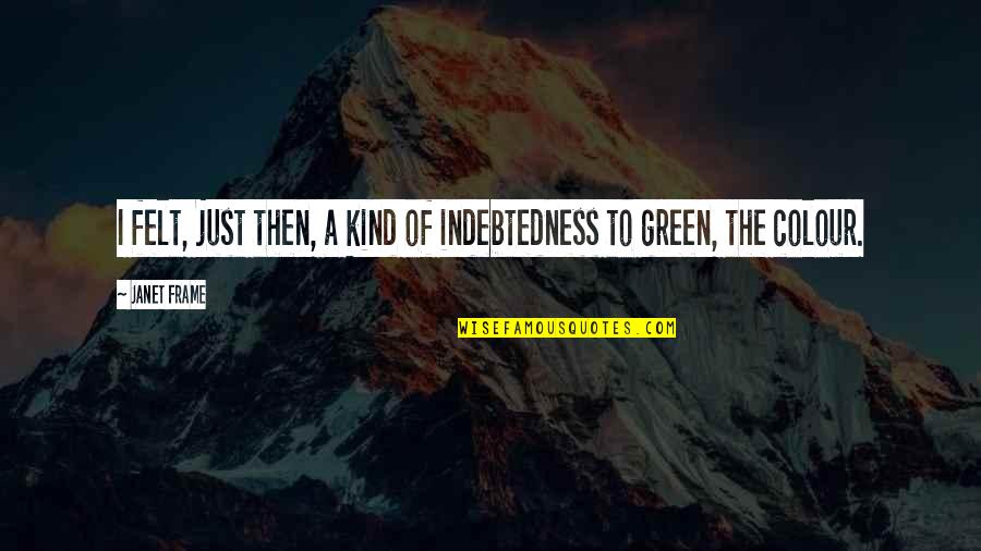 Sangavi Meenakshisundaram Quotes By Janet Frame: I felt, just then, a kind of indebtedness