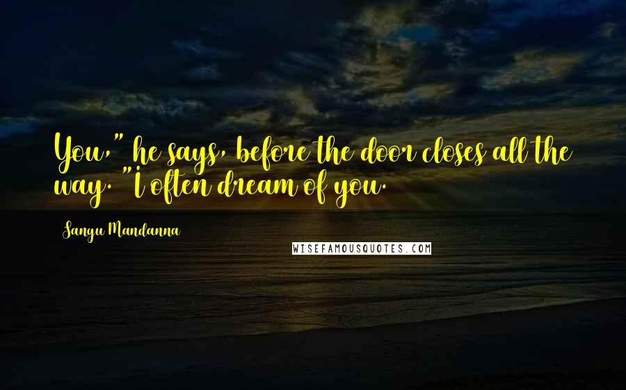 Sangu Mandanna quotes: You," he says, before the door closes all the way. "I often dream of you.