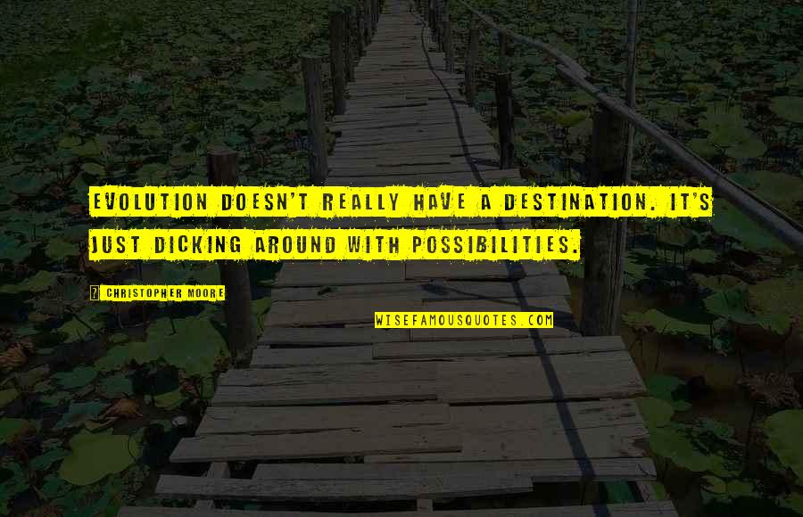 Sanidad Vegetal Quotes By Christopher Moore: Evolution doesn't really have a destination. It's just
