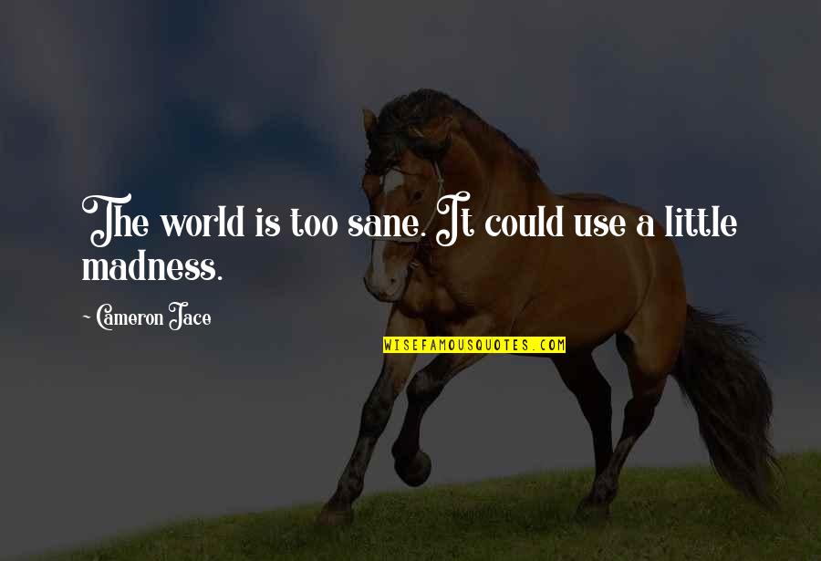 Sanity And Madness Quotes By Cameron Jace: The world is too sane. It could use