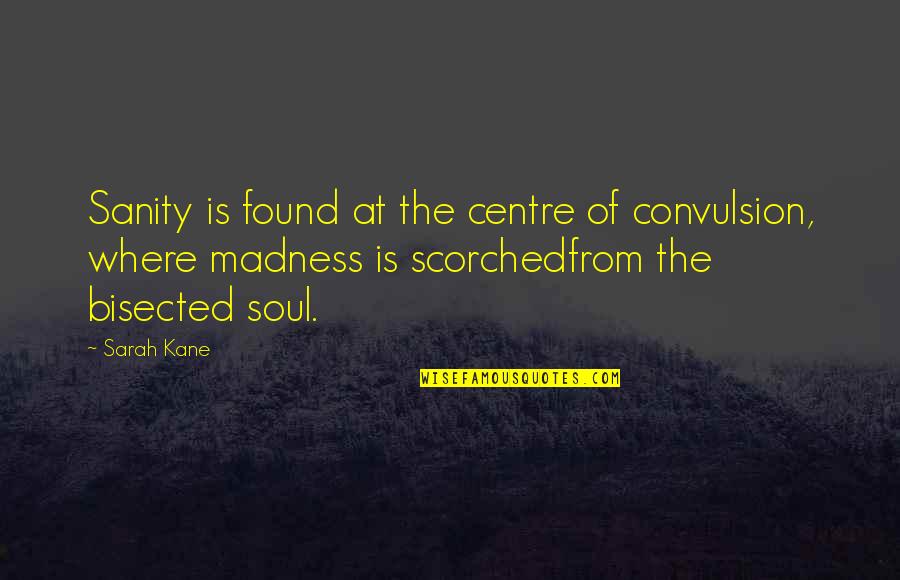 Sanity And Madness Quotes By Sarah Kane: Sanity is found at the centre of convulsion,