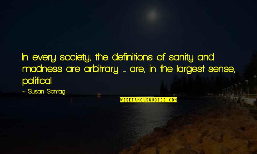 Sanity And Madness Quotes By Susan Sontag: In every society, the definitions of sanity and