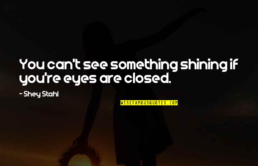 Sanjay Mittal Quotes By Shey Stahl: You can't see something shining if you're eyes