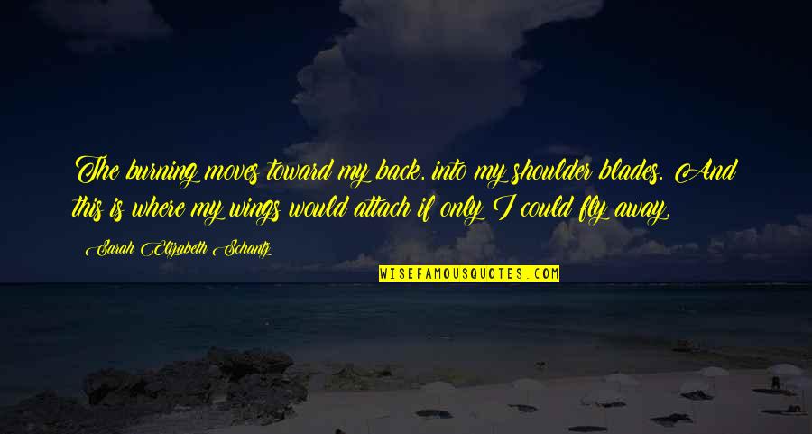 Sanjurjo Y Quotes By Sarah Elizabeth Schantz: The burning moves toward my back, into my Sanjurjo Y Quotes By Sarah Elizabeth Schantz: The burning moves toward my back, into my