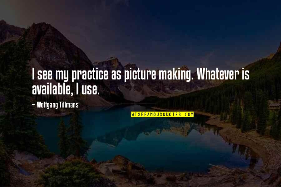 Sankari Neeve Quotes By Wolfgang Tillmans: I see my practice as picture making. Whatever Sankari Neeve Quotes By Wolfgang Tillmans: I see my practice as picture making. Whatever