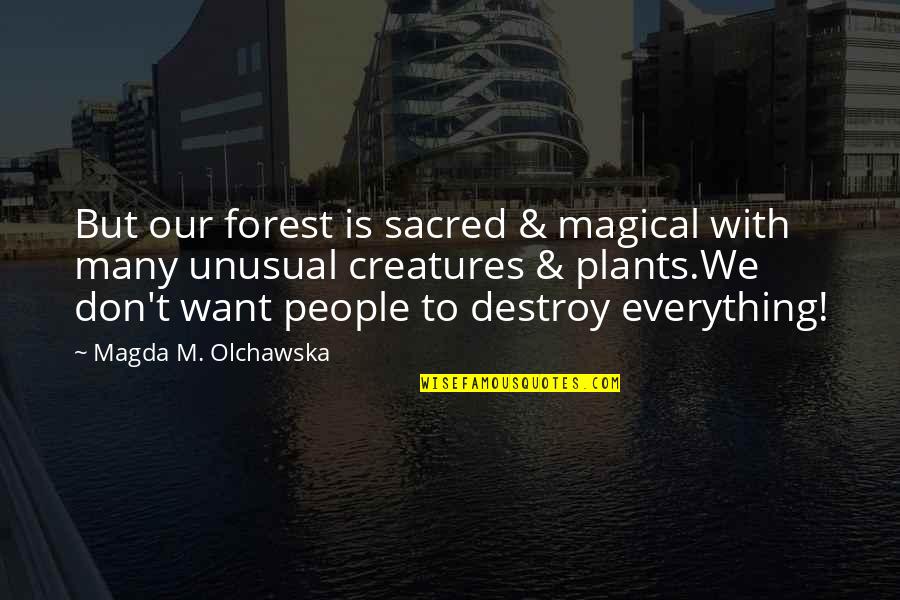 Sannasgala Talks Quotes By Magda M. Olchawska: But our forest is sacred & magical with Sannasgala Talks Quotes By Magda M. Olchawska: But our forest is sacred & magical with