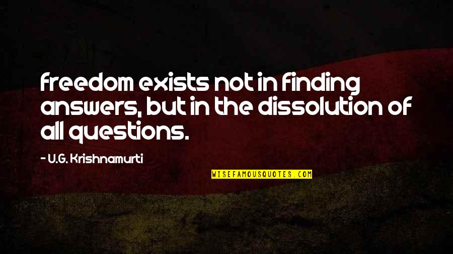 Sannie Laing Quotes By U.G. Krishnamurti: freedom exists not in finding answers, but in