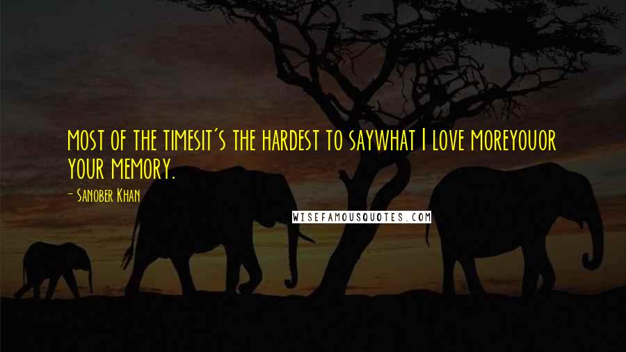 Sanober Khan quotes: most of the timesit's the hardest to saywhat I love moreyouor your memory.