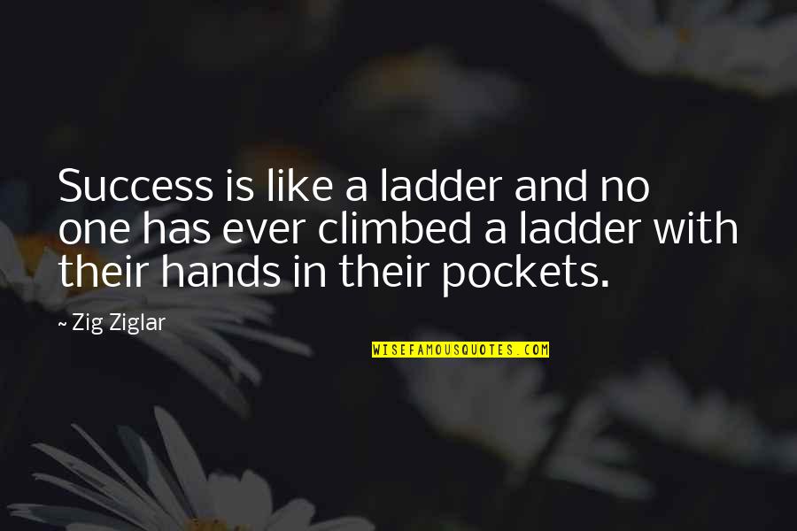 Sansour International Quotes By Zig Ziglar: Success is like a ladder and no one